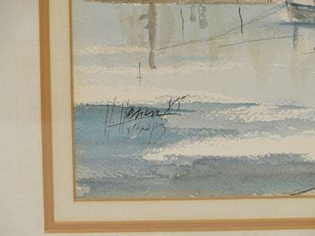 HENIN H. Xxé Saint-Tropez Aquarelle signée datée 