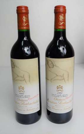 2 Bts Chateau Mouton Rothschild 1993. 5,7 cm