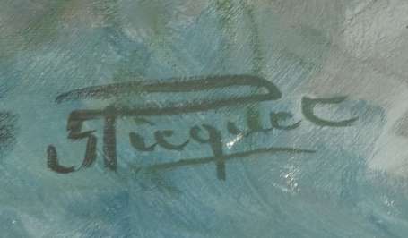PICQUET S. XXe - Bouquet. Huile sur toile, signée 