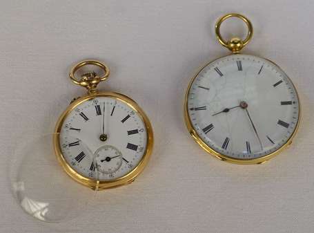 Lot de 2 montres de poche en or jaune 18K 