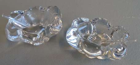 DAUM - Paire de salerons polylobés en cristal 