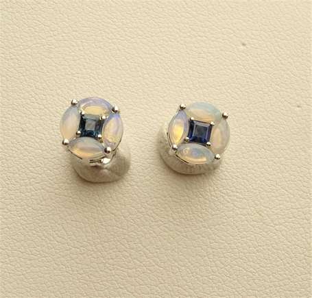 Paire de boutons d'oreilles en or blanc 18K 