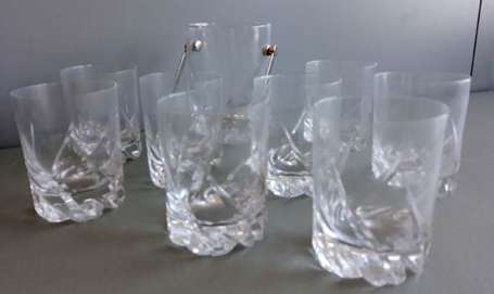 DAUM - Service à whisky en cristal moulé modèle 