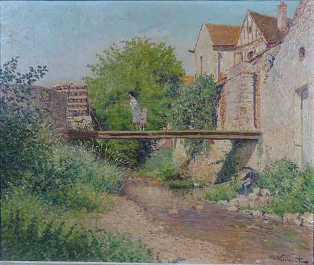 NOIREAUT Léon (1890-1960) - La traversée du pont. 