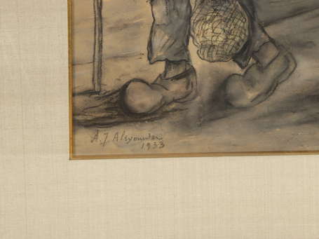 ALEXANDER AJ (XXe siècle) - Scène de rue. 
