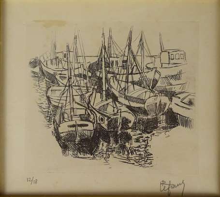 LEFRANC Roland (1931-2000) - Port de pêche. Eau 