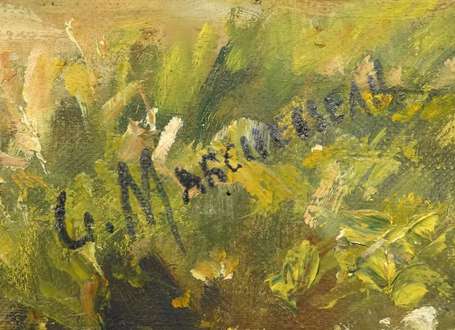 MARCHESSEAU G. XXe - Nymphes au bain. Huile sur 