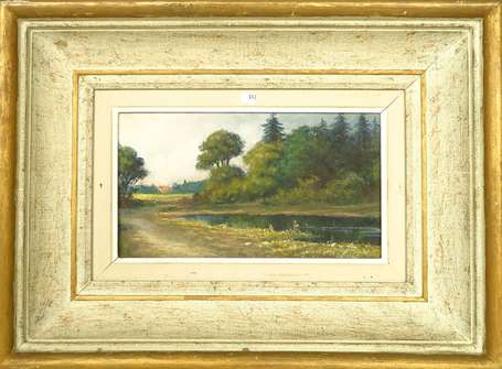 MARCHESSEAU G. XXe - L'étang. Huile sur toile, 