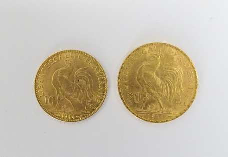 1 pièce 20 francs or 1911 et 1 pièce 10 francs or 