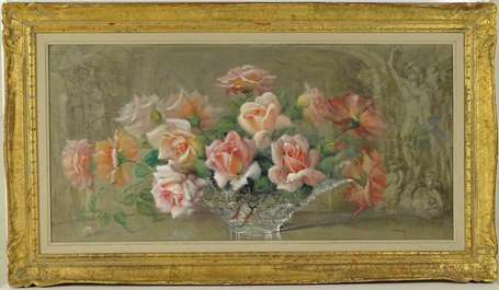 SESTON Paul (1905-1985) - Bouquet de roses. Huile 