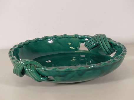 ROY Yvon - Plat en céramique à glaçure verte à 