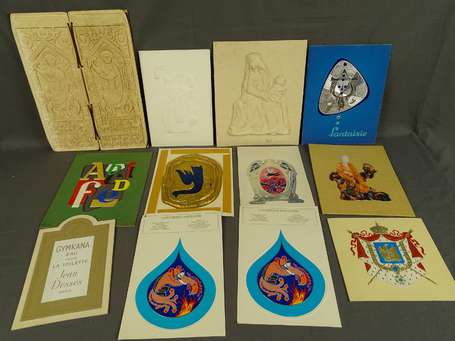 12 Cartons et petits Panonceaux illustrés - divers