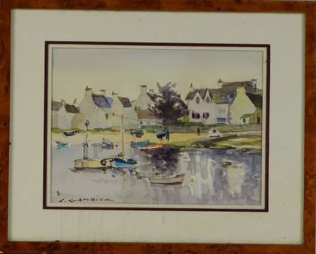 GAMBIER Léon (1917-2007) - Lesconil. Aquarelle, 