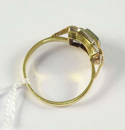 Petite bague tank en or deux tons 18K (750°/00) 