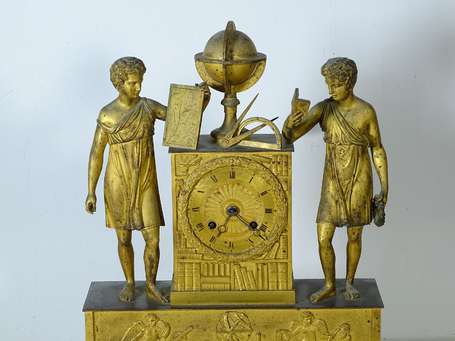 Pendule en bronze doré à la leçon d'astronomie, le