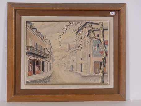 BROTIER Jacques (1925-2008) - Grand'Rue Aquarelle 