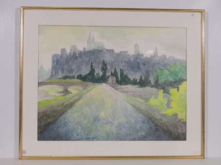 BROTIER Jacques (Xxè) - Vue d'Angers. Aquarelle, 