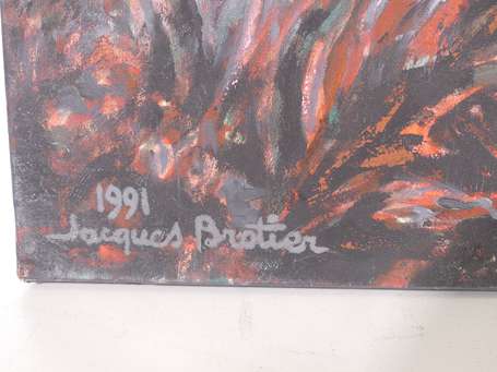 BROTIER Jacques 1925-2008 Les pins rouges Huile 