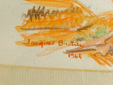 BROTIER Jacques (Xxè) - Paysage. Crayon de couleur