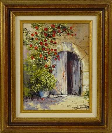 LEFRANCOIS Yann (1944) - La porte fleurie. Huile 