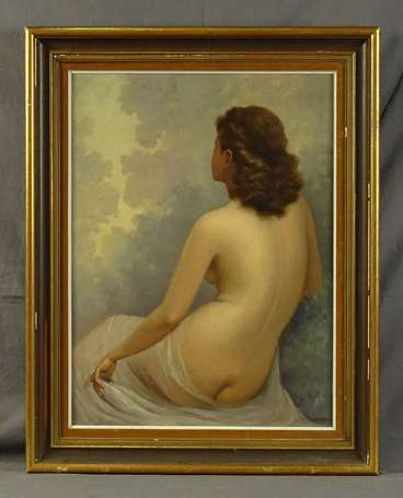 JANNEL Jean (1894) - Nu féminin vu de dos. Huile 