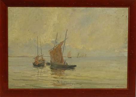 LHERMITTE Georges (1882-1967) - Bateaux en mer. 