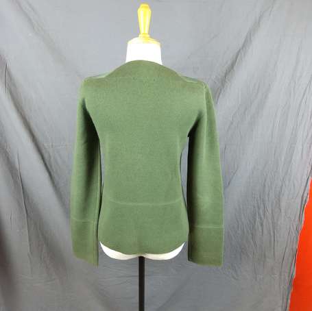 VUITTON - Pull cachemire et coton vert petit col 