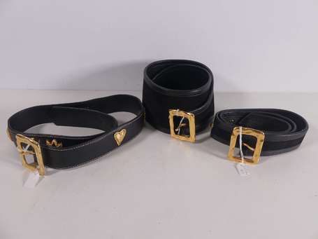LACROIX - Trois ceintures cuir et daim