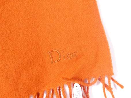 CHRISTIAN DIOR - Echarpe en laine orange à bords 