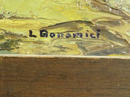 BONAMICI Louis (1878-1966) - Bateau à quai. Huile 