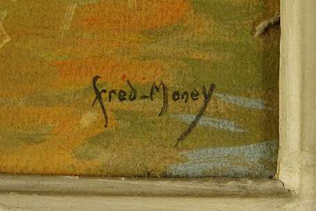 MONEY Fred (1882-1956) - Bateaux au port. Gouache 
