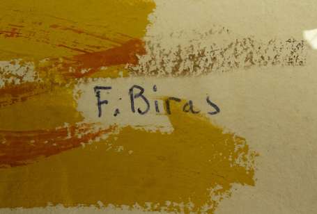 BIRAS F. XXe - Paysage. Aquarelle et gouache, 