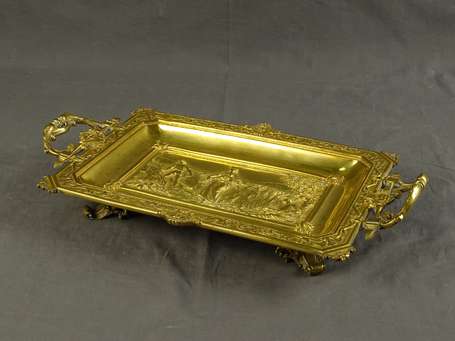 DEBUT Marcel (1865-1933) - Plateau en bronze doré 