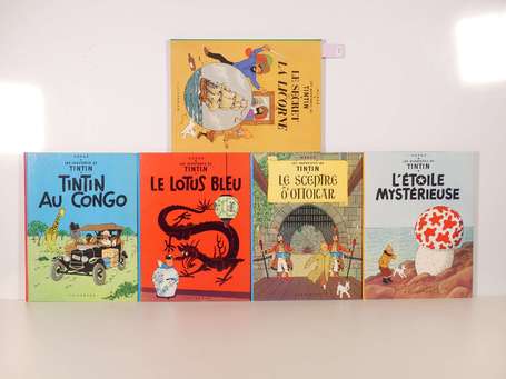 Hergé : 5 albums : Tintin 2, 5, 8, 10 et 11 ; 