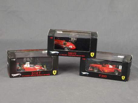 Hotwheels- 3 Ferrari F300, 500F2,312T en boite 