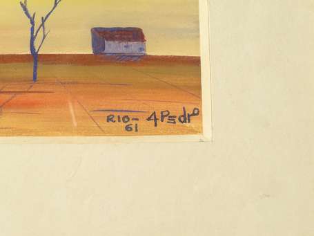 PEDRO A. XXe - Paysages brésiliens. Deux gouaches,