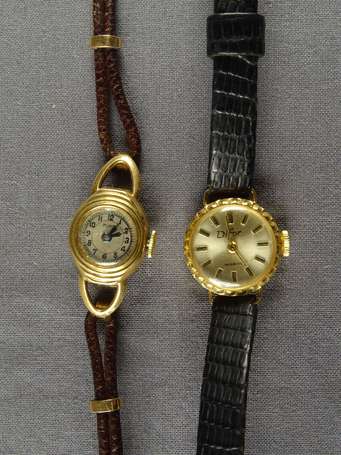 Deux Montres bracelet femme le boitier or 18K 