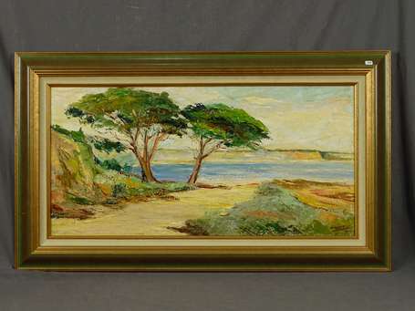 GAUTHIER XXe - Bord de mer. Huile sur toile, 