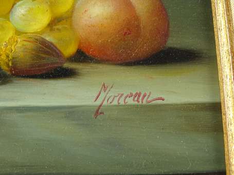 MOREAU XXe - Natures mortes au fruits. Deux huiles