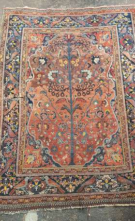 Ancien Tapis Orient à décor d'arbre de vie (usures