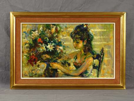 VAN CLEEF Robert (1914-?) - Jeune fille au bouquet