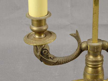 Lampe bouillotte en bronze doré à deux bras de 