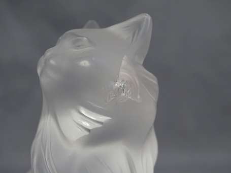Lalique France Chat en cristal moulé (2 éclats)  H