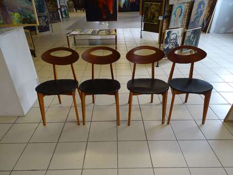 LANDAULT Roger (1919-1983) - 4 chaises en teck, le