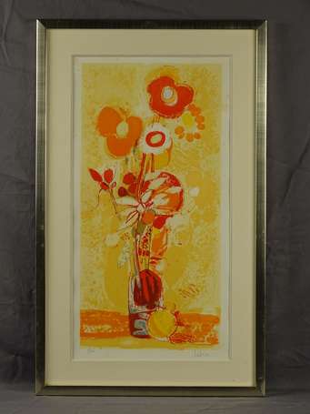 DABIN Joël (1933-2003) Bouquet. Lithographie 