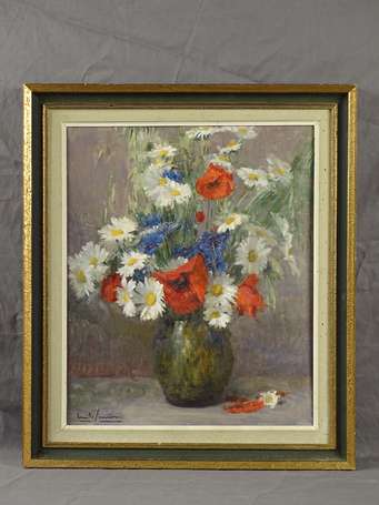 SIMON Emile (1890-1976) Bouquet. Huile sur panneau