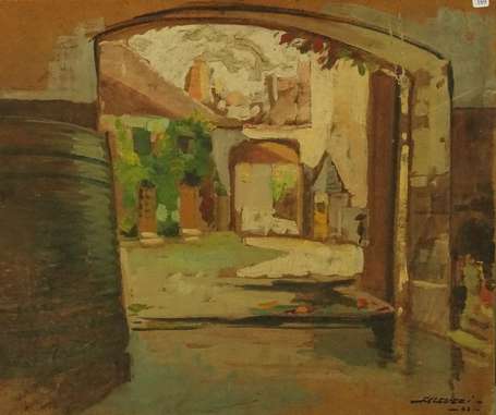 FALCUCCI Robert (1900-1989) - Cour de ferme, huile