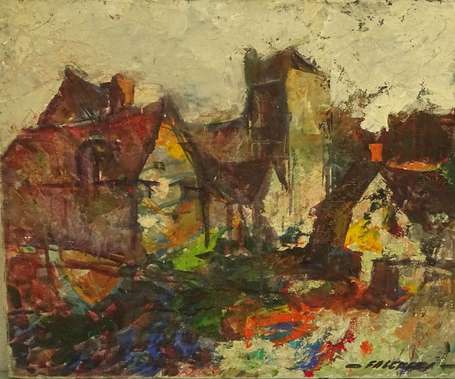 FALCUCCI Robert (1900-1989) - Village, huile sur 