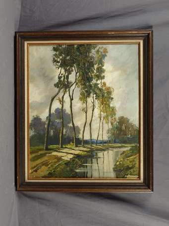 FALCUCCI Robert (1900-1989) Bord de rivière. Huile