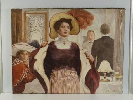 ZEYTLINE Léon 1885-1962 Le départ Huile sur toile,